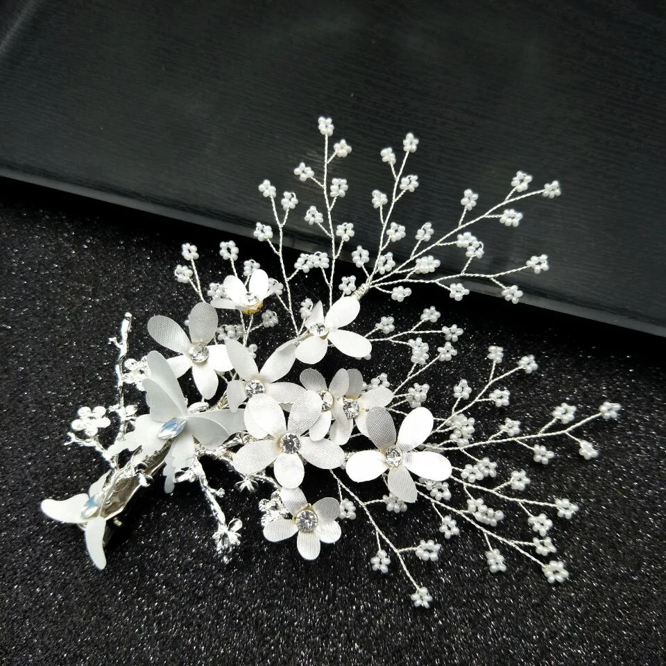 

Korean Style Handmade White Flower Hairpin Headdress Wedding Dress Accessories Up-do Modeling Hairpin Ornament Bride Headdress