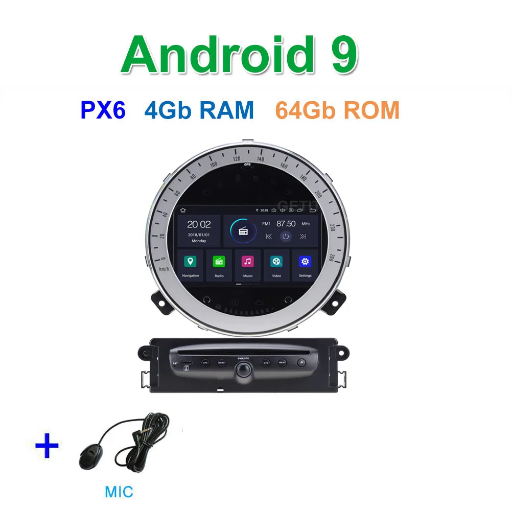 PX6 Автомобильный DVD стерео Мультимедиа Радио Android 9 для Mini Cooper/Countryman 2011 2012 2013 - Цвет: PX6 4G 64G
