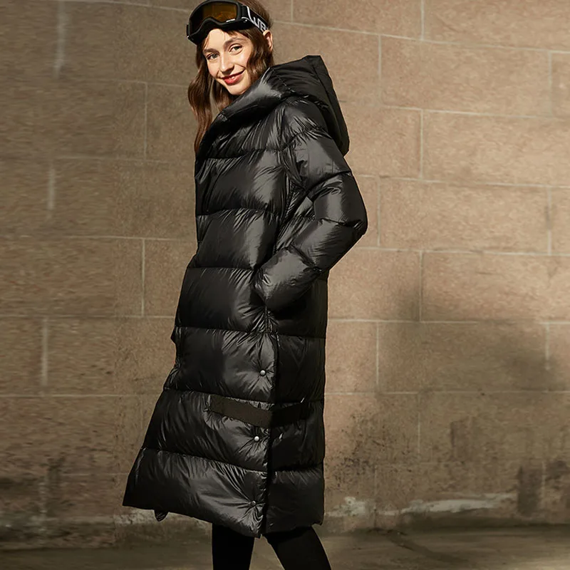 90% белая куртка на утином пуху повседневное длинное пальто Толстая теплая