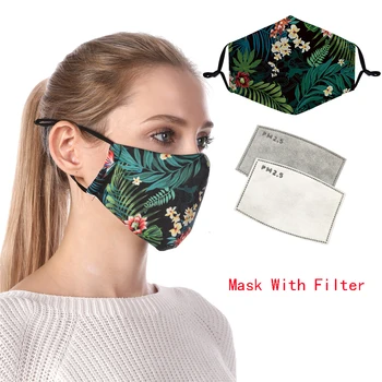 

New Creative Plant Flower Printing Reusable Protective PM2.5 Filter Mouth Mask Anti Dust Mask Windproof Adjustable Face Masks