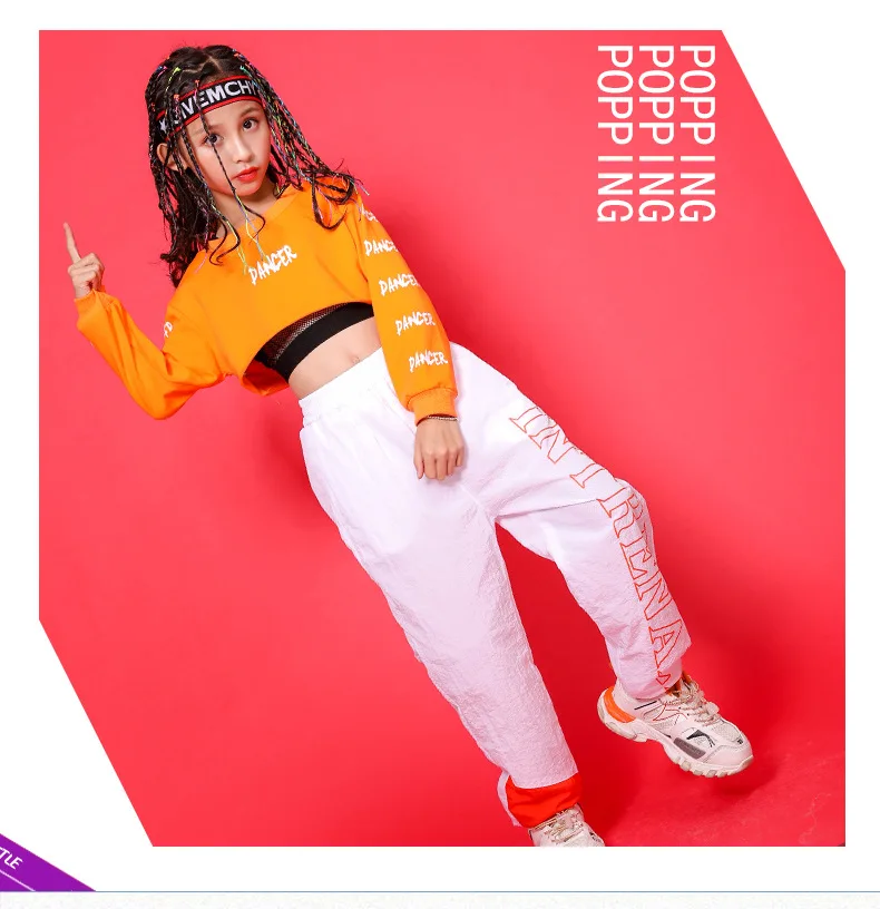 Kid Cool Hip Hop Clothing Hoodie Sweatshirt Shirt Top Crop Hollow Causal Pants for Girl Jazz Ballroom Dance Costume Clothes Wear (5)