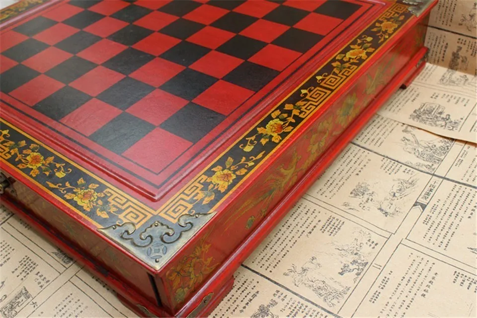New Wood Chess Chinese Retro Terracotta Warriors Chess Wood Do Old Carving Resin Chessman Oversized Chess Piece Premium Yernea