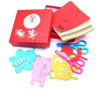 

120Pcs DIY Cartoon Color Paper Cutting kindergarten Handmade Toys Folding And Cutting Educational Toys For Children Kids