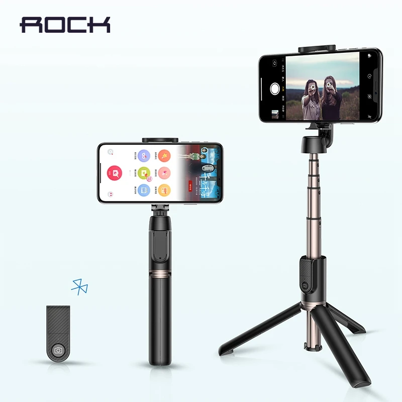 

ROCK 360 Rotate Tripod Monopod Selfie Stick Bluetooth 3.0 With Button Selfie Stick For Android 5.0 For iPhone 6 7 8 Plus iOS 7.0