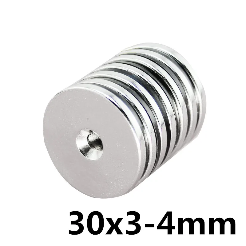 

50/100/150 PCS 30x3 mm Hole 4 mm N35 Super Strong Ring Loop Countersunk Magnet 30x3-4 Rare Earth Neo Neodymium Magnets 30*3-4mm