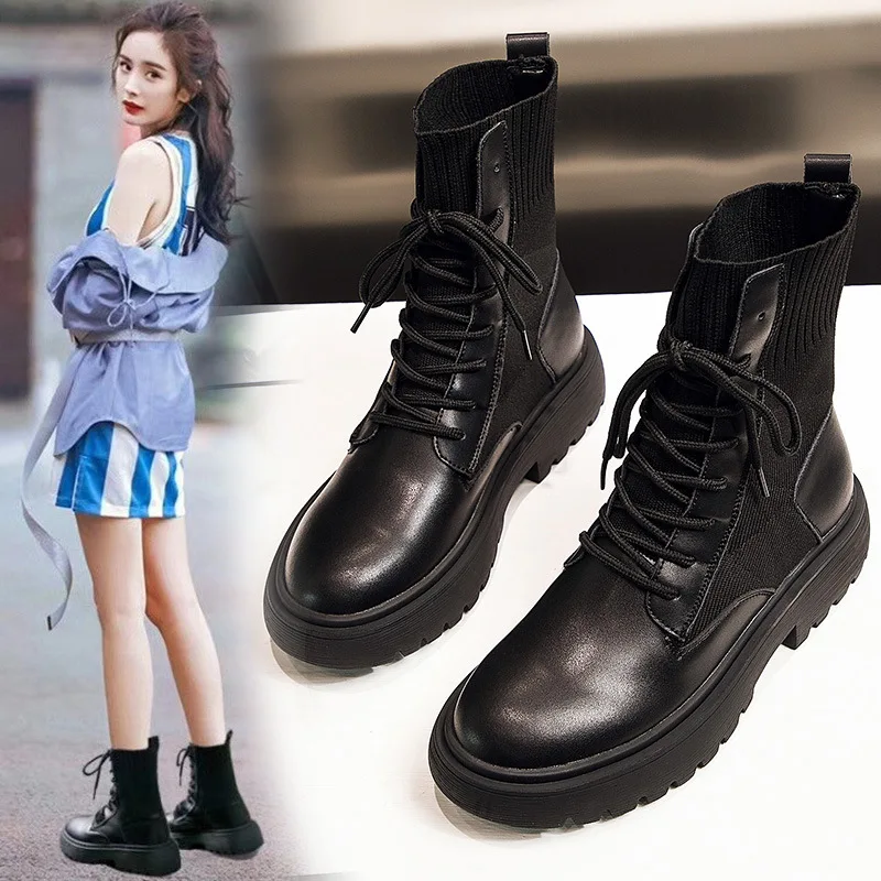 

Martin Boots Women's 2019 New Style Autumn British Style Versatile Slimming Thick Bottomed Fly Loom Car INS Fashion Ankle Boots
