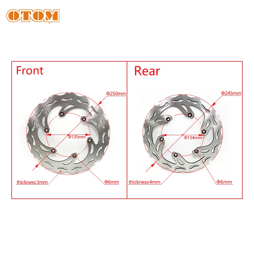 Motocross 250/245mm Front Rear Brake Disc 6 Holes Steel Rotors Set For YAMAHA YZ125 YZ250FX WR250F WR450F Motorcycle Accessories