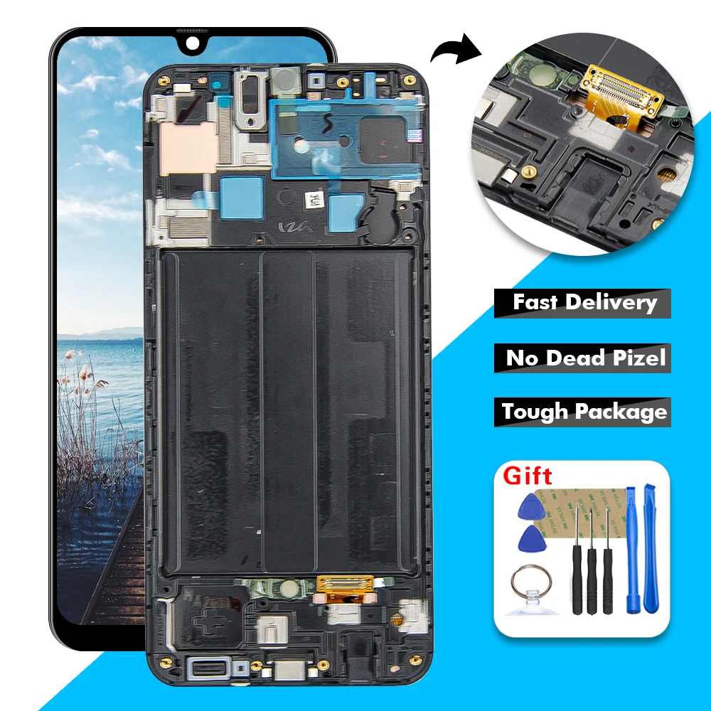 

6.4" LCD For Samsung Galaxy A50S A507 A507F/DS A507FN/DS A507W A507F LCD Display Touch Screen Digitizer Glass Assembly + Frame