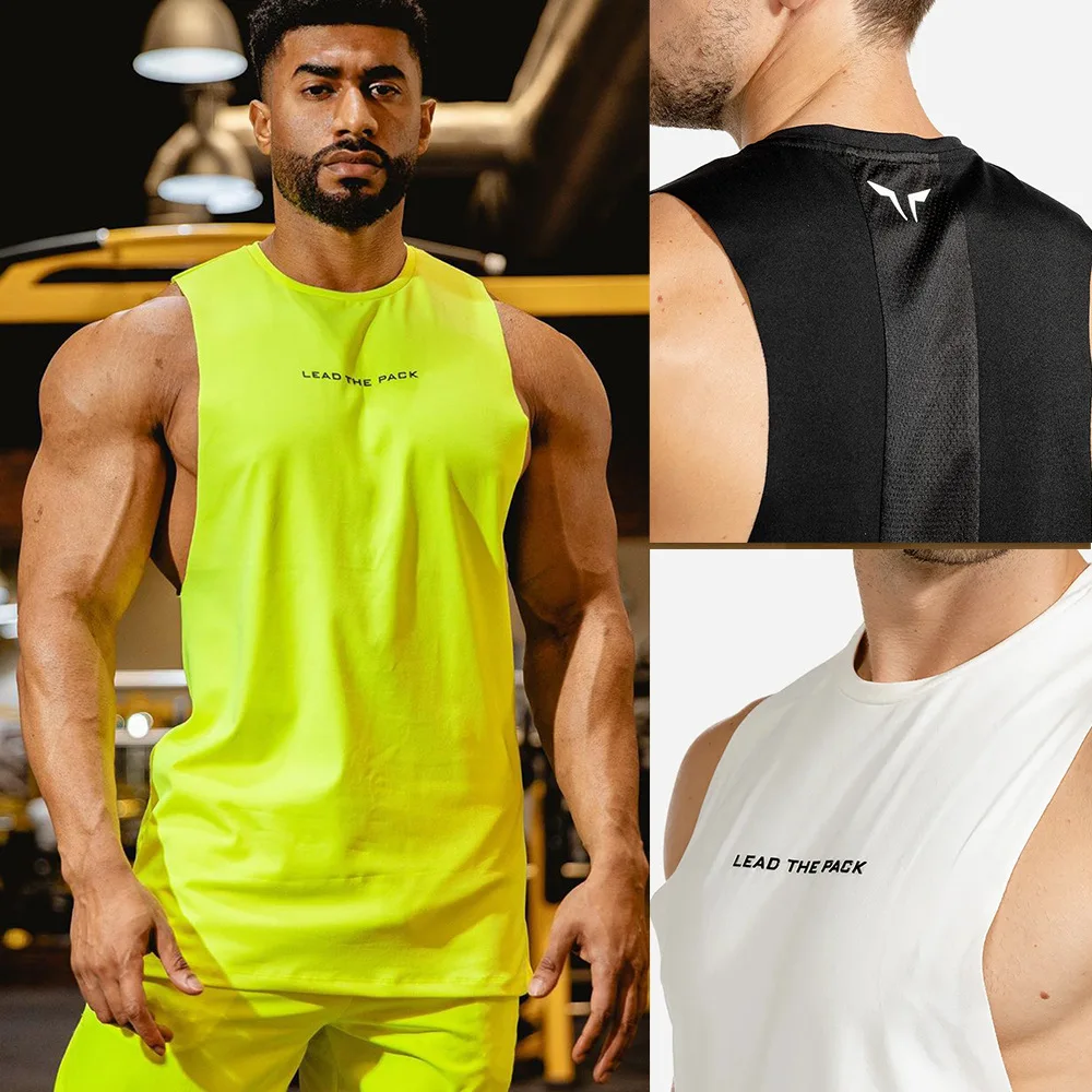 Camiseta sin mangas de culturismo para hombre, ropa de gimnasio de colores fluorescentes, Camiseta de tirantes para entrenamiento
