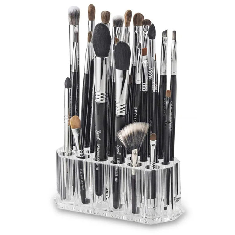 Limited Offer for  Acrylic 26 Hole Transparent Cosmetic Brush Holder Stand Organizer Lip Stand for Daily Use Women for