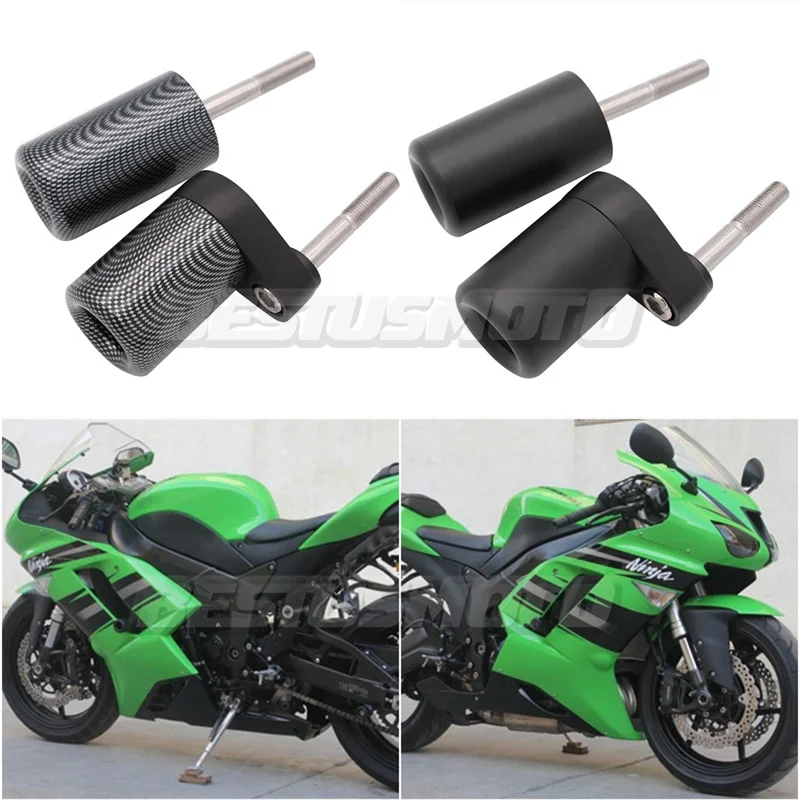 

Motorcycle Black Carbon No Cut Frame Sliders Crash Falling Protection For Kawasaki Ninja ZX-6R ZX6R ZX 6R ZX636 2007 2008