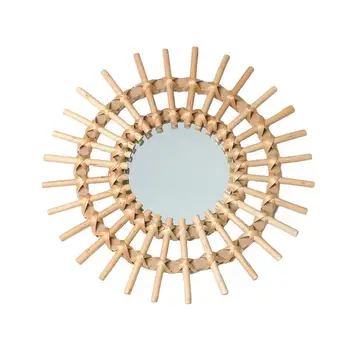 

Nordic Rattan Dressing Mirror Innovative Art Decor Round Mirror Living Room Wall Hanging Mirror Kitchen Bathroom Mirror