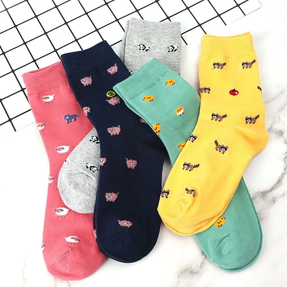 Funny Middle Tube Socks Women Stripe Socks Cotton Floor Socks Breathable Hosiery