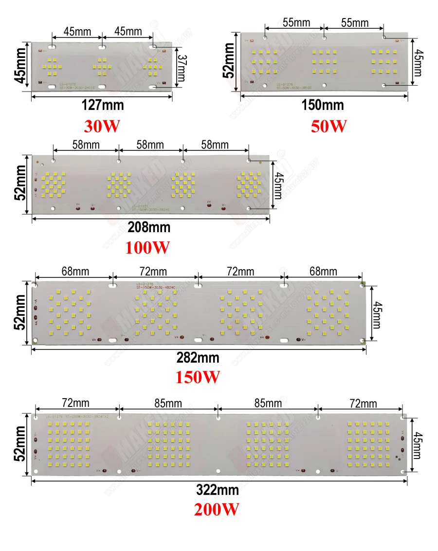 Полный прожектор со светодиодным модулем PCB 30W 50W 100W 150W 200W SMD3030 светодиодный доска, Алюминий пластина для Светодиодный прожектор