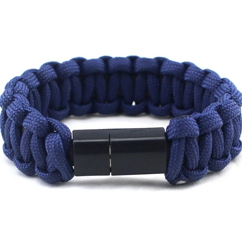 Уличный спасательный Паракорд нейлоновый браслет Паракорд USB кабель-браслет для телефонов аксессуары 6 цветов - Цвет: Синий