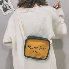 Харадзюку, контрастный цвет, с надписями, тусклый польский холст, квадратный слинг, сумка, корейский стиль, стиль, повседневная сумка через плечо