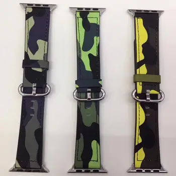 

Camouflage leather Bracelet Strap For Apple Watchband 44mm 40mm Apple Watch Bands 42mm 38mm iwatch Series 5 4 3 2 1 Accessories