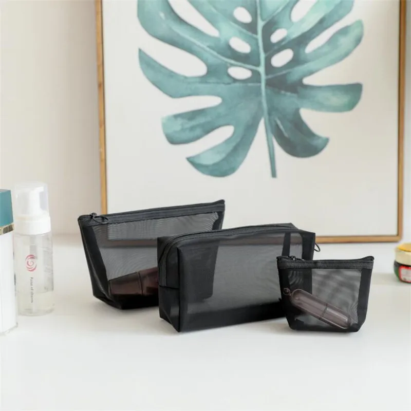 1PCS Women Men Necessary Cosmetic Bag Transparent Travel Organizer Fashion Small Large Black Toiletry Bags Makeup Pouch 6