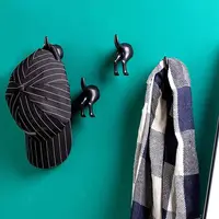 1Pcs Nordic Plastic Dog Tail Hooks Wall Mounted Coat Hat Key Hanger Decoration Novelty Self Adhesive Storage Rack 1