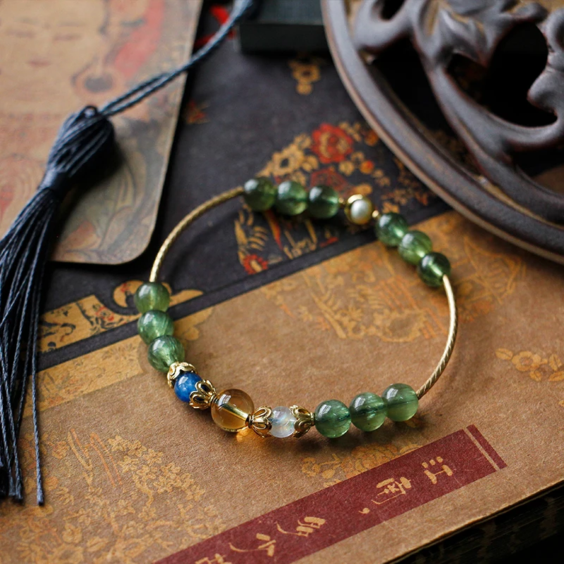 bead bracelet for women's fortune natural crystal small group design Antique pure silver student constellation Bracelet | Украшения и