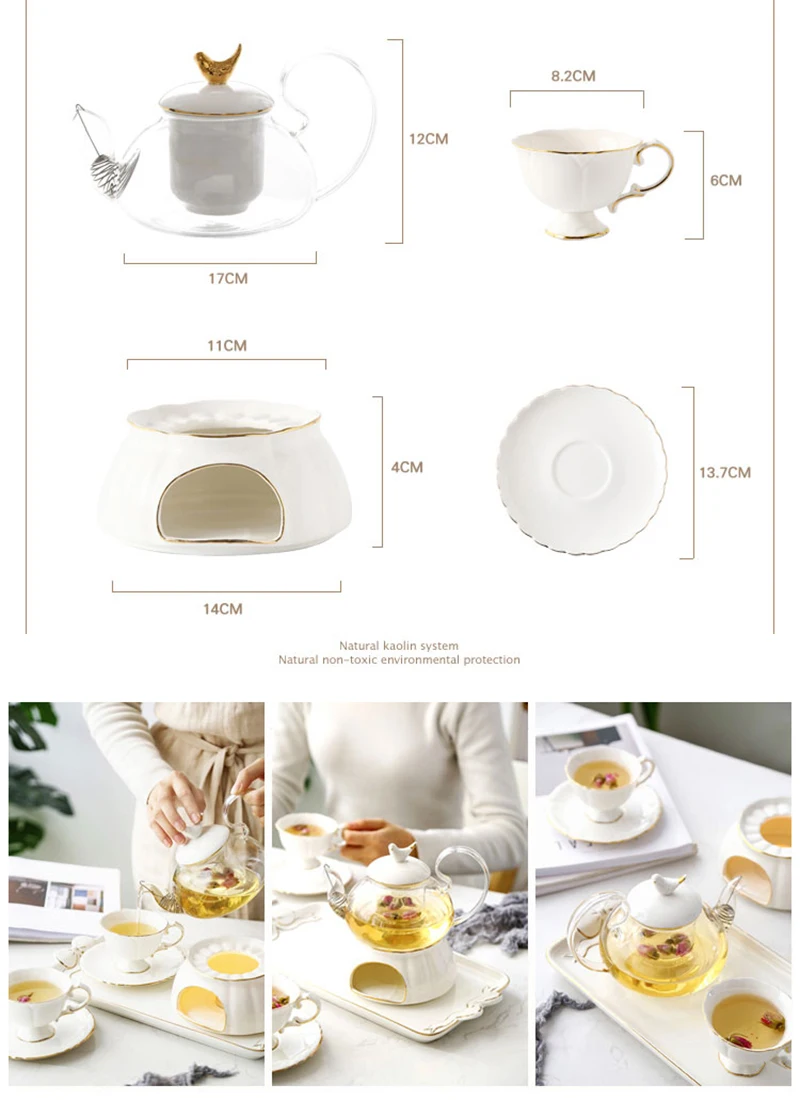 Горячая английский послеобеденный чай керамический стеклянный цветок чайный набор для фруктов чайный горшок Европейский стиль чайный горшок нагревающий чайный горшок набор