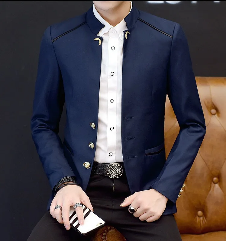 

2019 Spring New Style MEN'S Casual Suit Stand Collar Suit Men's Marriage Formal Dress MEN'S Coat