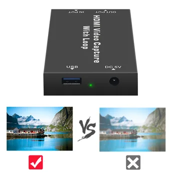 

Portable Recording Box Audio Grabber HDMI Loop Output Game Live Metal Teaching Home Office 4K HD Video Card Plug And Play