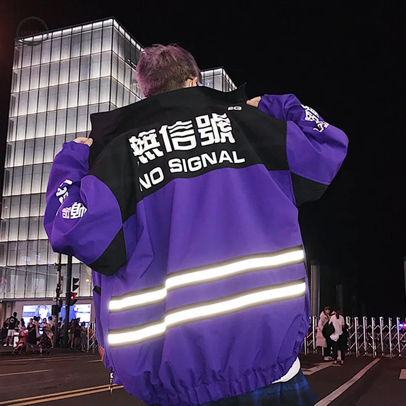 

2020 Reflective Windbreaker Jackets Men Streetwear Patchwork Hip Hop Jackets Vintage Cargo Bomber Jackets Fashions Men Clothes