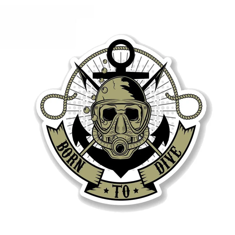 

Переводная наклейка Born To Dive для подводного плавания, автомобильная наклейка из ПВХ для мотоцикла и автомобиля, наклейки с царапинами, декоративные аксессуары, 14 см * 14 см