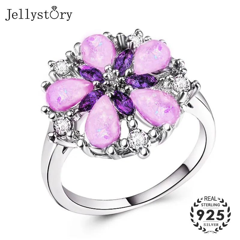 Модное серебряное кольцо Jellystory 925 ювелирные изделия с пятью лепестками цветы