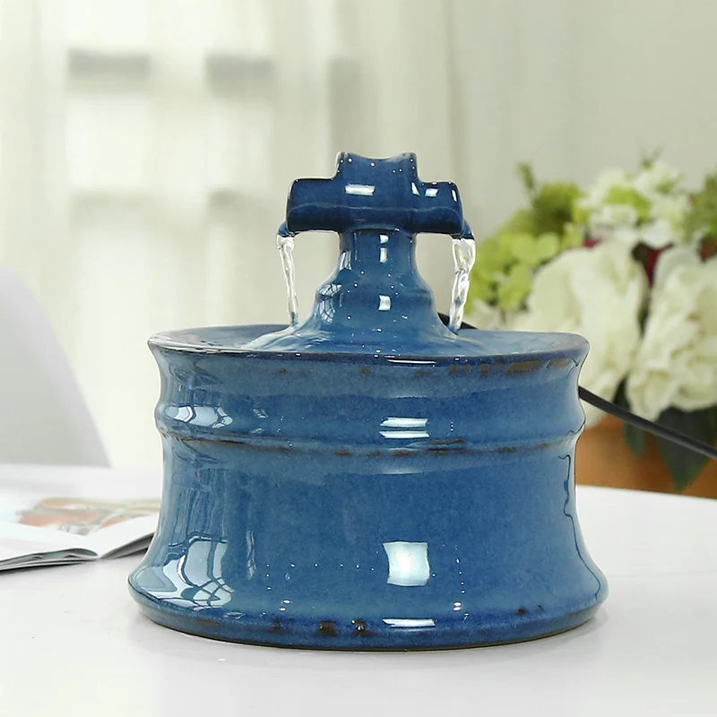 Style 2 blue Керамическая автоматическая поилка для кошек, собачий фонтан, миска для еды для кошек, товары для домашних животных, бесшумный питатель, диспенсер для США/ЕС/USB, зарядка - Цвет: Style 2 blue