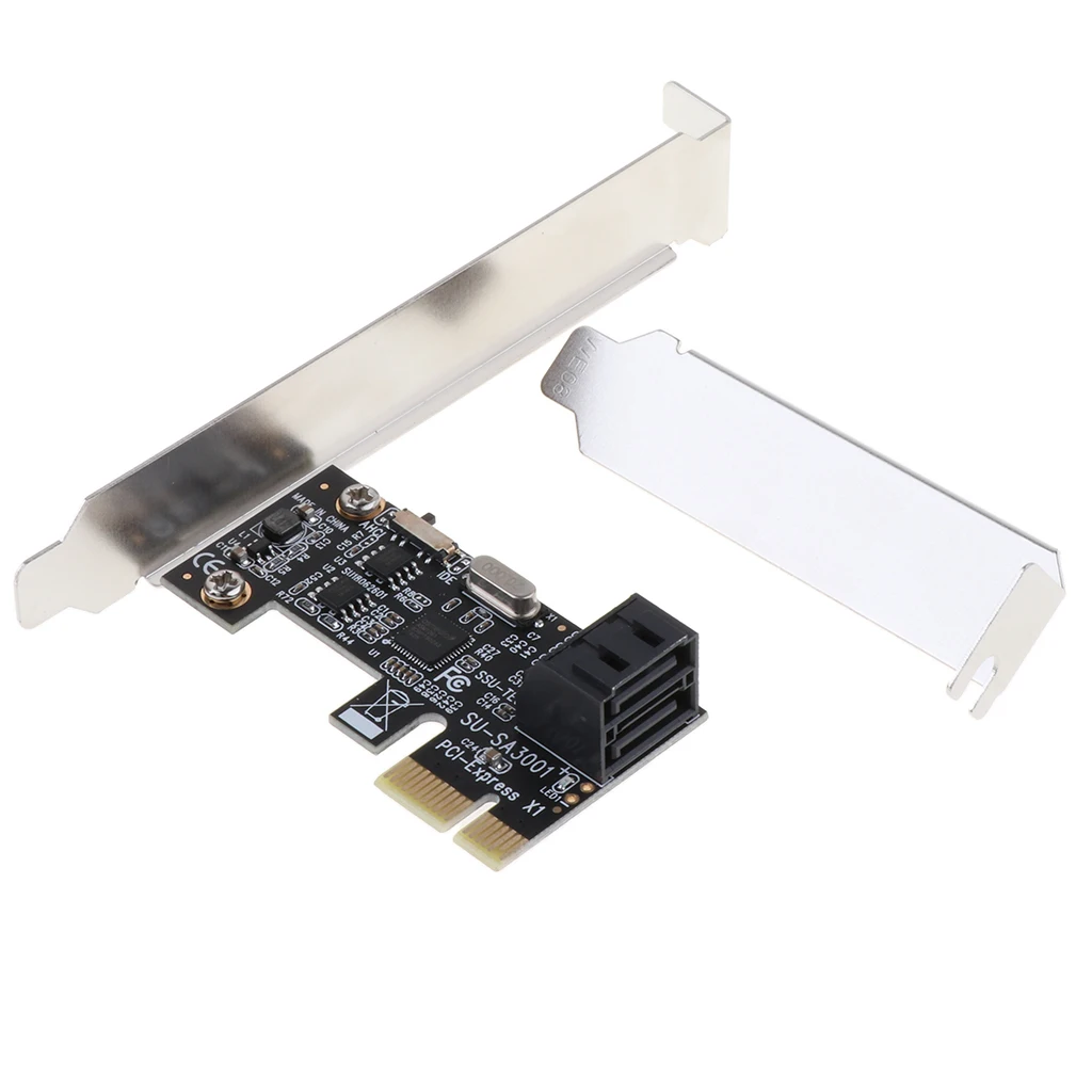 PCI-E PCI Express 1x to Sata 3.0 III 2-Port ASM1061 Card Converter Adapter