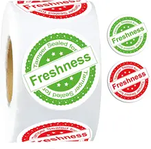 

Tamper Sealed for Freshness Sticker 2 inch Red and Green Tamper Evident Labels for Seal Food Delivery Takeout Containers