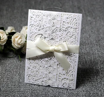 

50pcs Fancy Hollow out card Laser European style invitation Card Greeting Card Customize Business With RSVP Card Party Supplies
