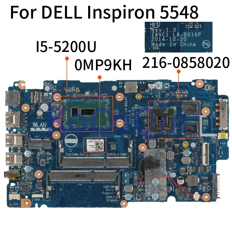 Материнская плата для ноутбука KoCoQin DELL Inspiron 5548 I5 5200U системная CN 0MP9KH LA B016P SR23Y 216 0858020