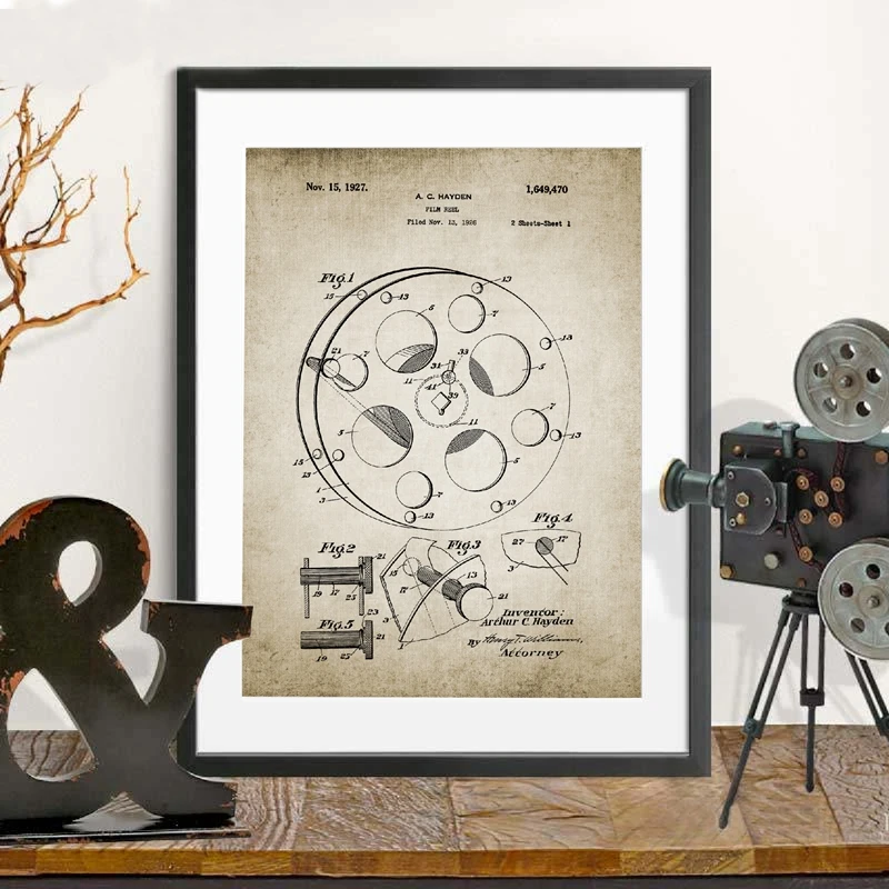 Vintage Motion Picture Camera Canvas Prints Poster Home Art Decor
