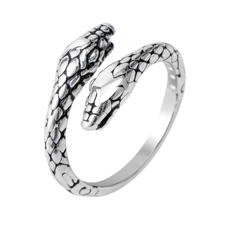 

Retro Punk Exaggerated Snake Ring Stainless Steel Black Silver Color Fashion Male Rings For Jewelry Gift