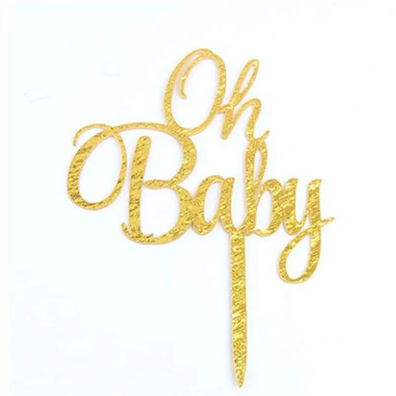 OH Baby Блестящий Золотой торт Топпер детский душ 1 для празднования первого дня рождения украшения из акрила торт Топпер поставки