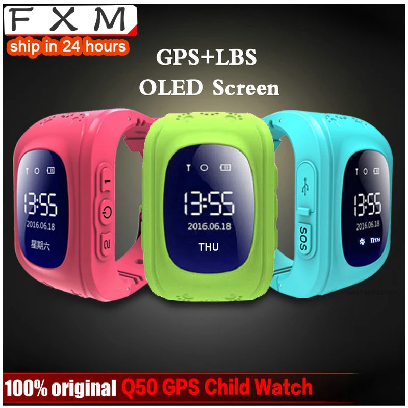 

FXM Q50 OLED Child GPS Tracker SOS Smart monitoring GPS positioning Telephone Children GPS Baby watch Compatible IOS & android