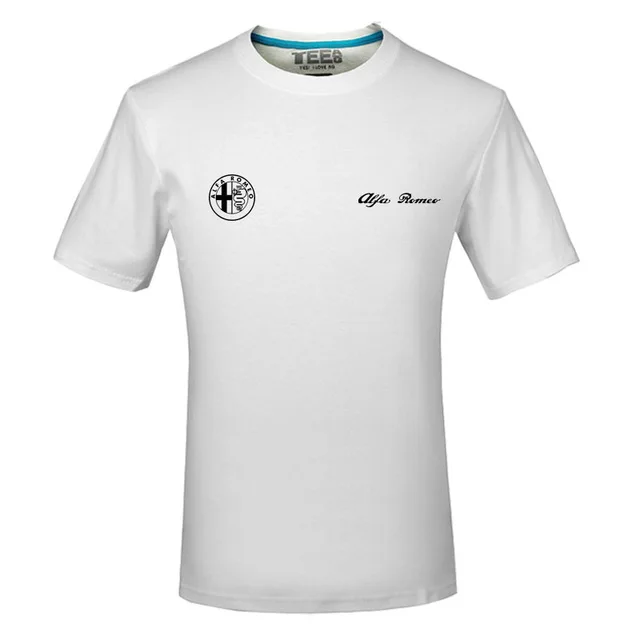 Летние хлопковые футболки с логотипом Alfa Romeo, футболки с коротким рукавом, облегающие модные топы и футболки, мужская одежда b - Цвет: 4