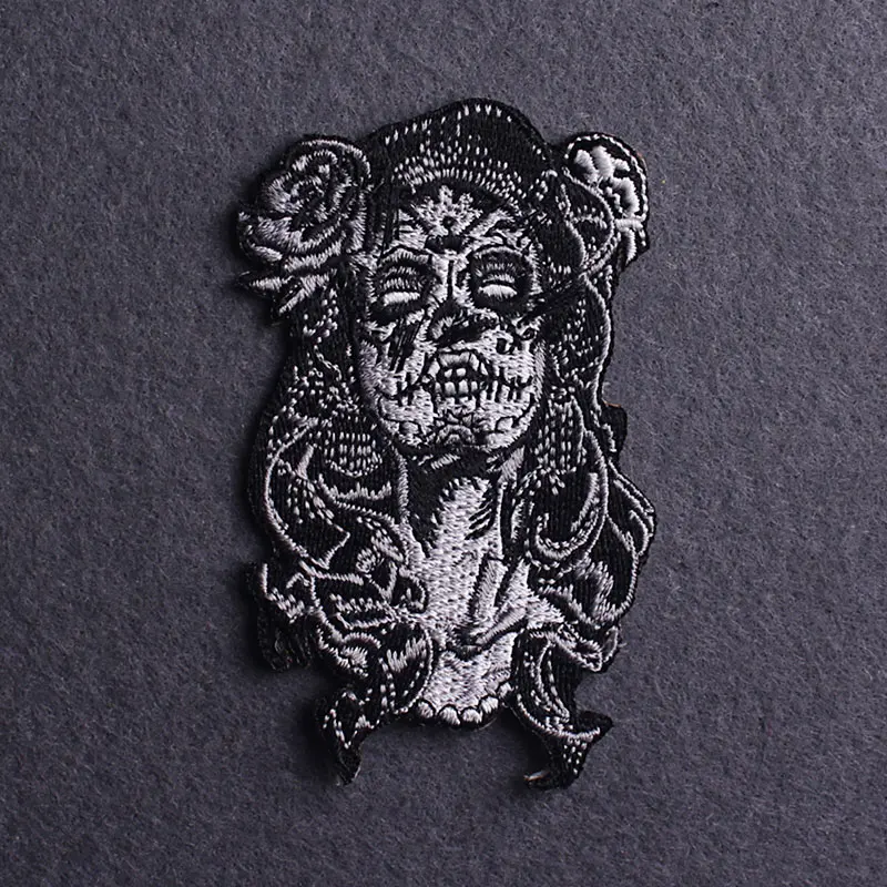 

Zombie Bride Patch Embroidery Patches For Clothing Punk Skeleton Iron On Patch On Clothes Sewing Applique Patch Stripe Sticker