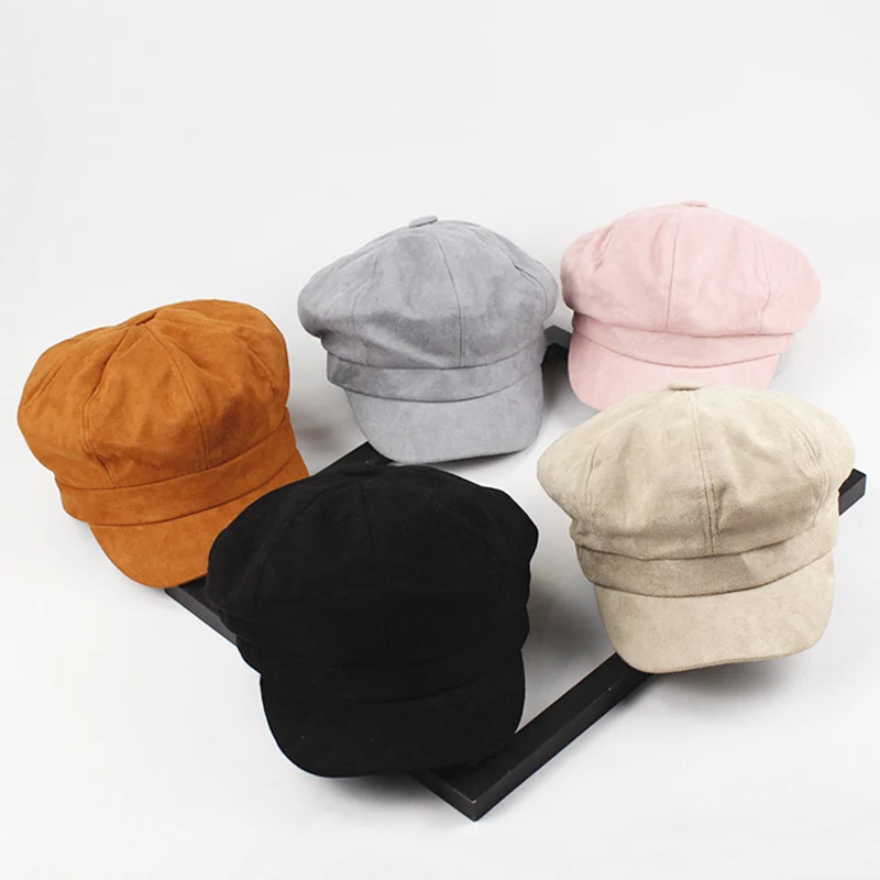 Women Beret Autumn Winter Octagonal Cap Hats beret hat winter wool Stylish Artist Painter Newsboy Caps Black Grey Beret Hats