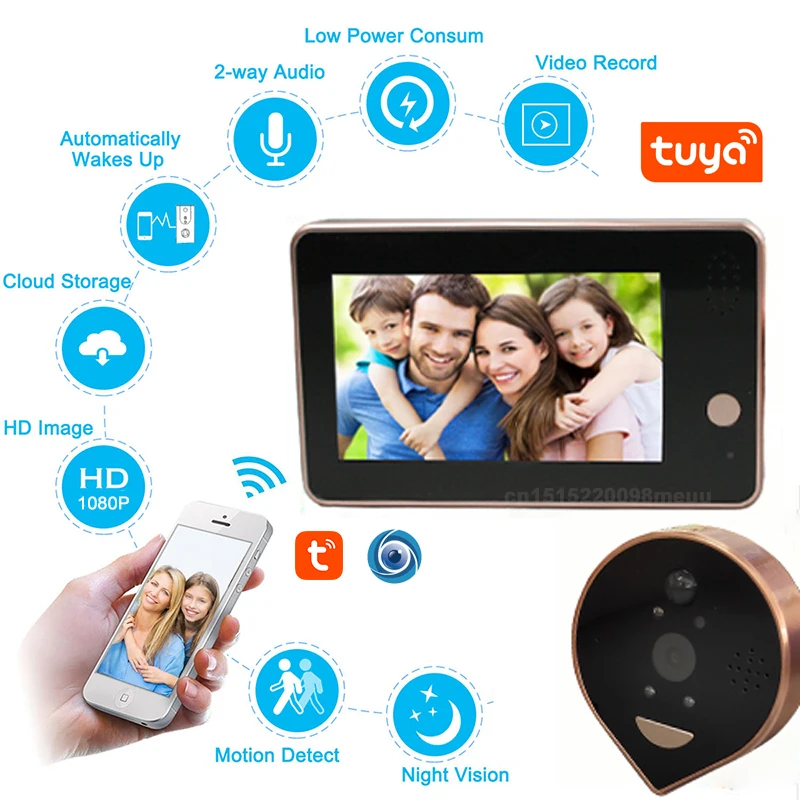 Дверной звонок SmartHome YCC365 с камерой Wi-Fi 4 3 дюйма HD1080P | Безопасность и защита