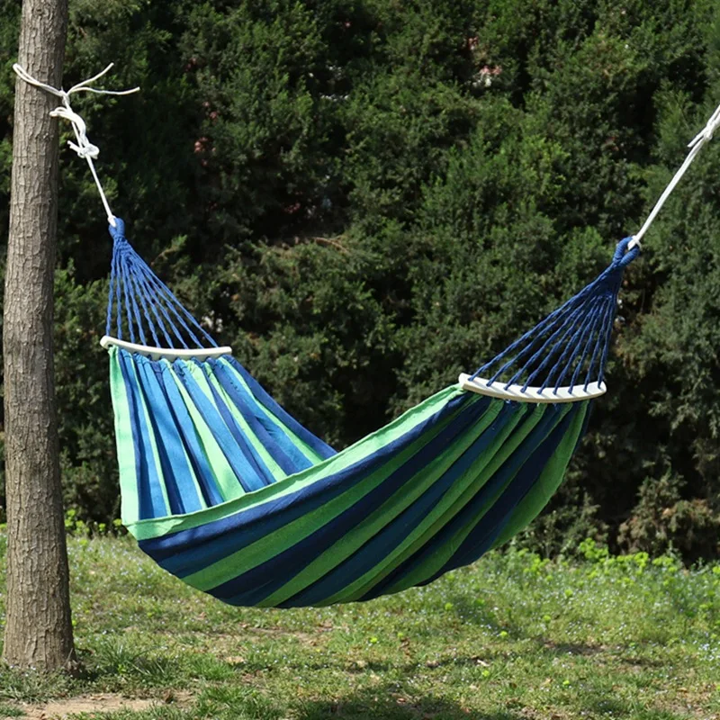 

Portable hammock outdoor hammock garden Sports Home Travel Camping swing canvas stripe hammock thickened anti rollover chair32#