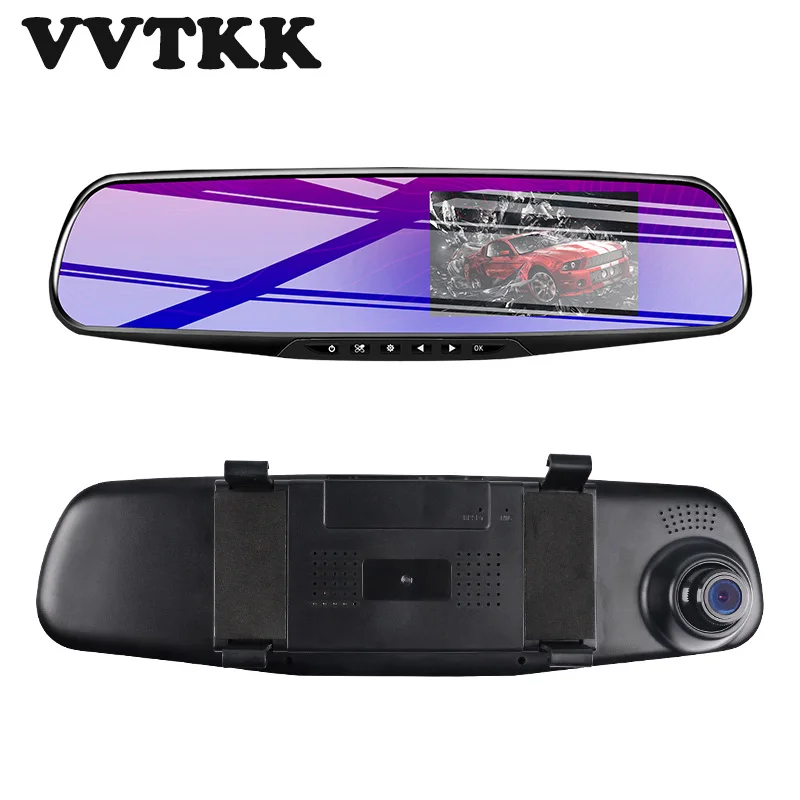 Full HD 1080P Автомобильный видеорегистратор Камера авто 4,3 дюймов зеркало заднего вида цифровой видеорегистратор двойной объектив регистрация в реальном времени мониторинг