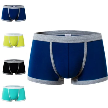 

Men Fashion Boxers Sexy Cotton Patchwork Low Waist Breathable Underwear Soft Mens Thin Panties 4 Color 2020