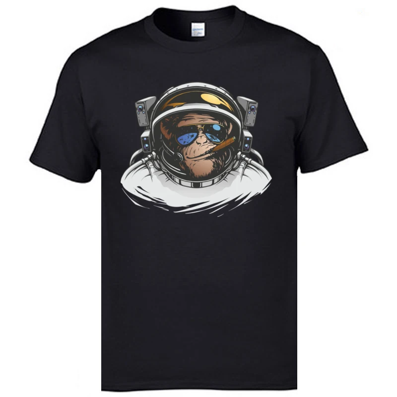 

Monkey Astronaut Spaceman Funny Short Sleeve T Shirt Crew Neck 100% Cotton Fabric Mens T Shirts Customized Tops & Tees