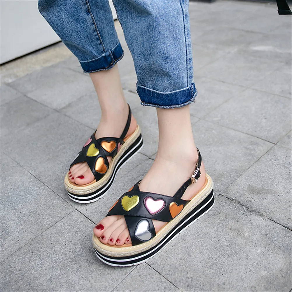 

2019 Luxury Summer Sandals Ladies Genuine Leather Wedges High Heels Girls Shoes Woman Casual Ol Sandals