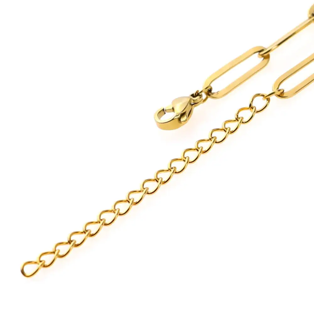 Aiovlo Stainless Steel Adjustable 4mm Chain Bracelets Gold Oval Squash Bracelet Simple Hip Hop Jewelry for Women Men Gifts