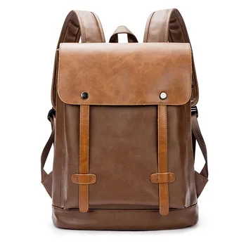 

Men Soft Leather Backpack Student Back to School Book Bag Travel Laptop Business Work Bags Knapsack For Teenagers Boys Back Pack